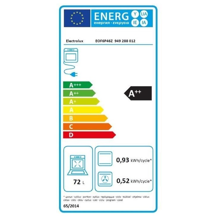Four encastrable - Pyrolyse - Chaleur tournante pulsée - ELECTROLUX EOF6P46Z - Porte froide - 45 recettes pré-programmées Four encastrable - Pyrolyse - Chaleur tournante pulsée - ELECTROLUX EOF6P46Z - Porte froide - 45 recettes pré-programmées