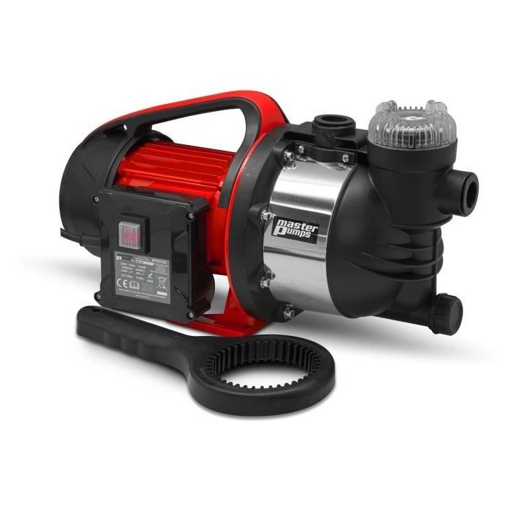 Pompe d'arrosage de surface - ELEM TECHNIC - 1100 W - Débit 4600 L/h - Hauteur de refoulement 45 mCE max Pompe d'arrosage de surface - ELEM TECHNIC - 1100 W - Débit 4600 L/h - Hauteur de refoulement 45 mCE max