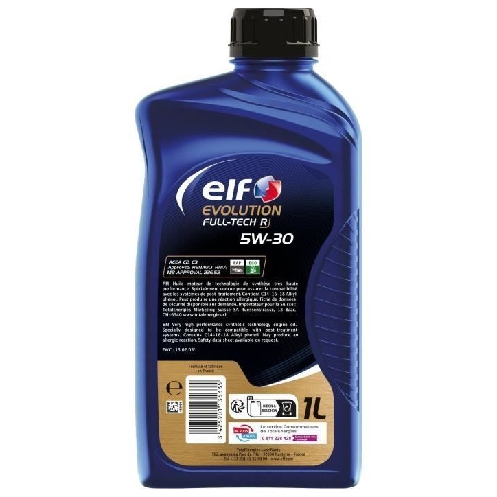 Huile moteur - ELF - Evolution FULL-TECH R 5W-30 - 1L Huile moteur - ELF - Evolution FULL-TECH R 5W-30 - 1L