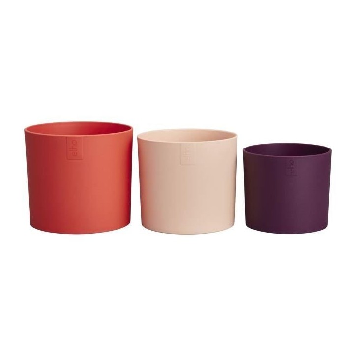 ELHO Pots de fleur Lex Pott - Set 14 cm - Rouge Rose Violet - L 14 x W 13.8 x H 12 cm - Intérieur - 100% recyclé
