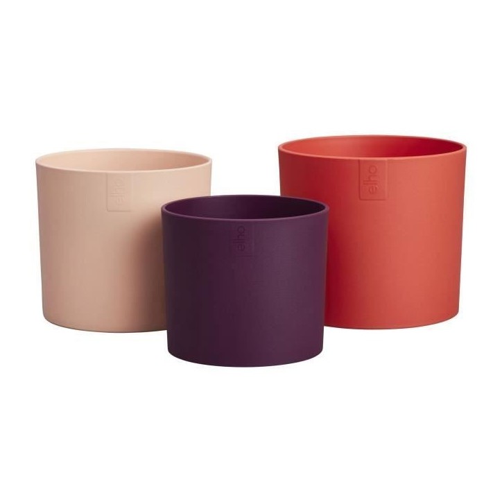 ELHO Pots de fleur Lex Pott - Set 14 cm - Rouge Rose Violet - L 14 x W 13.8 x H 12 cm - Intérieur - 100% recyclé