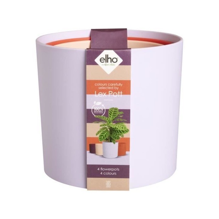 ELHO Pots de fleur Lex Pott - Set 15 cm - Violet Rouge Rose Violet - L 15 x W 14.8 x H 14 cm - Intérieur - 100% recyclé