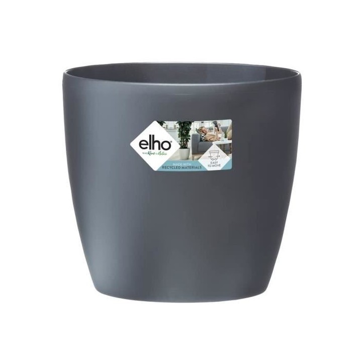 ELHO Pot de fleurs rond Brussels avec roues - Ø 39 x H 37 cm - Intérieur - 100% recyclé - Noir ELHO Pot de fleurs rond Brussels avec roues - Ø 39 x H 37 cm - Intérieur - 100% recyclé - Noir