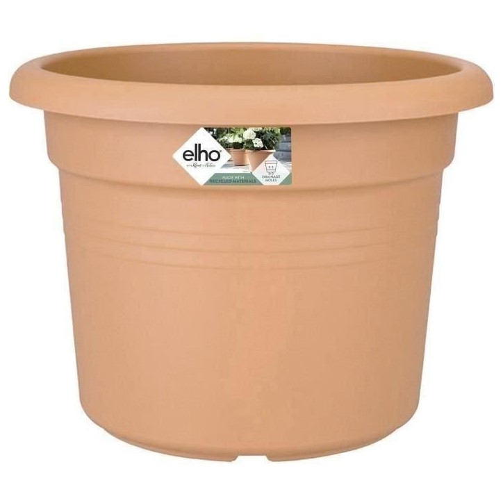 ELHO Pot de fleurs Rond GREEN BASICS - Plastique - Ø38,8 x H30 cm - Terre cuite doux ELHO Pot de fleurs Rond GREEN BASICS - Plastique - Ø38,8 x H30 cm - Terre cuite doux
