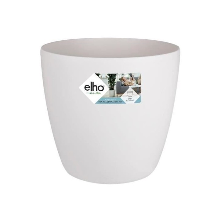 ELHO Pot de fleurs rond Brussels avec roues - Ø 47 x H 44 cm - Intérieur - 100% recyclé - Blanc ELHO Pot de fleurs rond Brussels avec roues - Ø 47 x H 44 cm - Intérieur - 100% recyclé - Blanc
