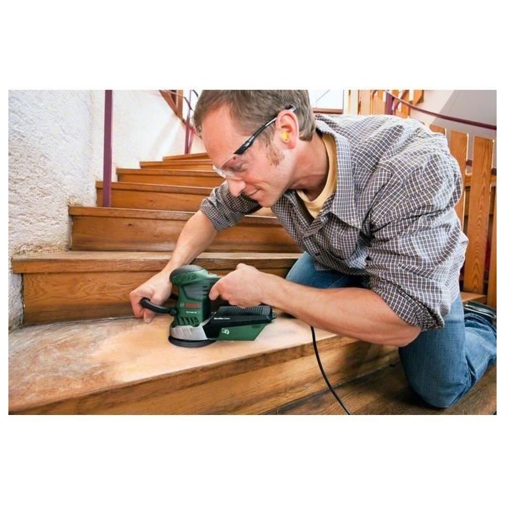Ponceuse excentrique filaire Bosch - PEX 400 AE (350W, livrée avec coffret de rangement, 1 paper assistant, 1 papier abrasif G