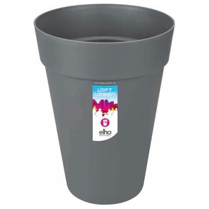 ELHO Pot de fleur Rond Loft Urban - Ø 34 x 45,6 cm - 23 l - Gris anthracite ELHO Pot de fleur Rond Loft Urban - Ø 34 x 45,6 cm - 23 l - Gris anthracite