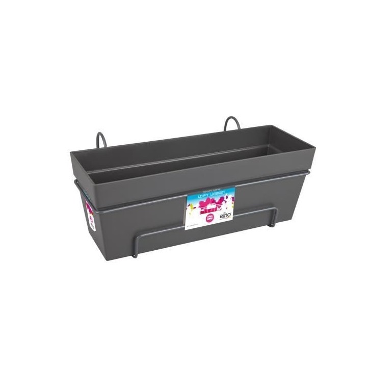 ELHO Balconniere Loft Urban Allin1 - L 49 x W 27 x H 21 cm - Balcon, extérieur - 100% recyclé - Noir ELHO Balconniere Loft Urban Allin1 - L 49 x W 27 x H 21 cm - Balcon, extérieur - 100% recyclé - Noir
