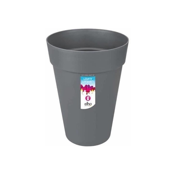 ELHO Pot de fleurs Loft Urban rond Haut - Ø 42 x H 56 cm - Extérieur - 100% recyclé - Noir