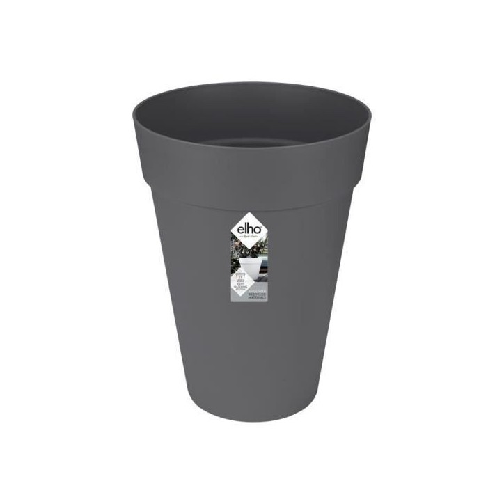 ELHO Pot de fleurs Loft Urban rond Haut - Ø 42 x H 56 cm - Extérieur - 100% recyclé - Noir