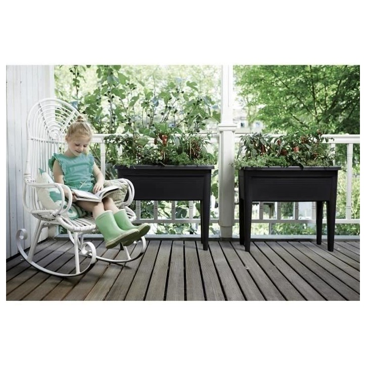 ELHO Table de culture XXL Green Basics - 75,5 x 36,5 x 65,1 cm - Noir vif ELHO Table de culture XXL Green Basics - 75,5 x 36,5 x 65,1 cm - Noir vif