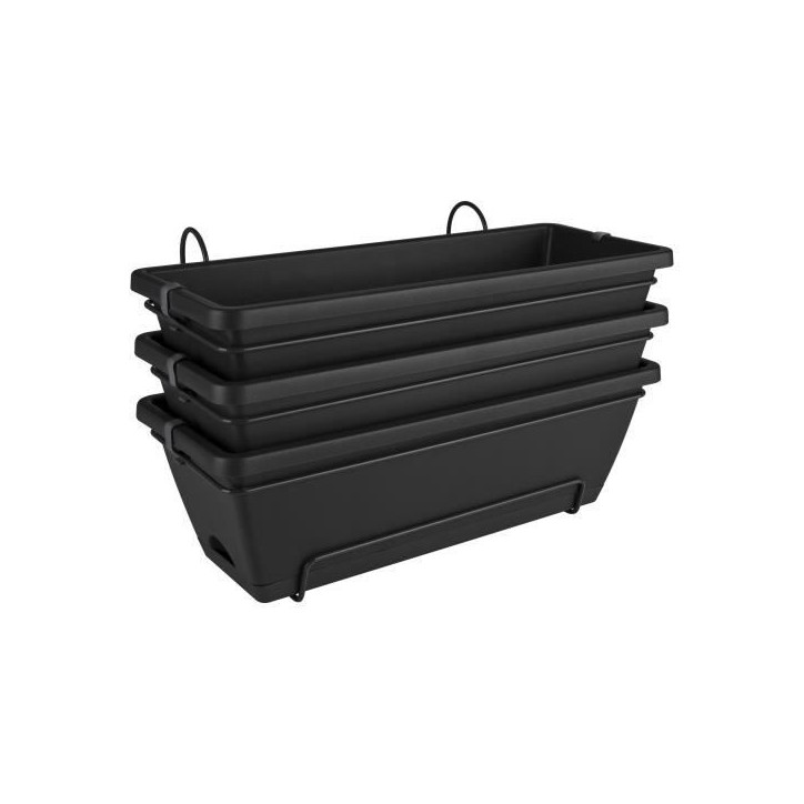 ELHO Balconniere Barcelona Allin1 - L 50 x B 28 x H 19 cm - Balcon, extérieur - 100% recyclé - Anthracite ELHO Balconniere Barcelona Allin1 - L 50 x B 28 x H 19 cm - Balcon, extérieur - 100% recyclé - Anthracite