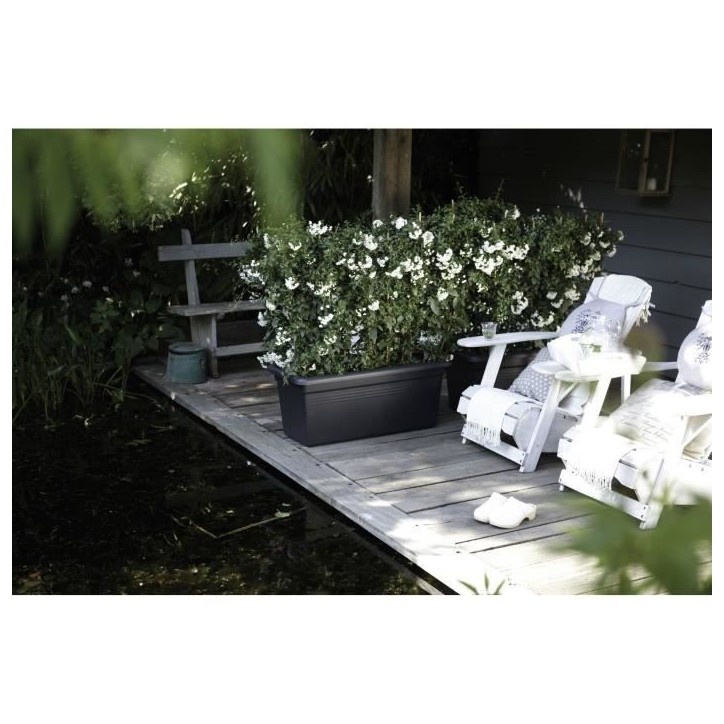 ELHO Jardiniere Green Basics XXL - L 29,5 x W 59,2 x H 27,7 cm - Extérieur - Vivre noir