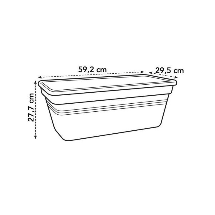 ELHO Jardiniere Green Basics XXL - L 29,5 x W 59,2 x H 27,7 cm - Extérieur - Vivre noir