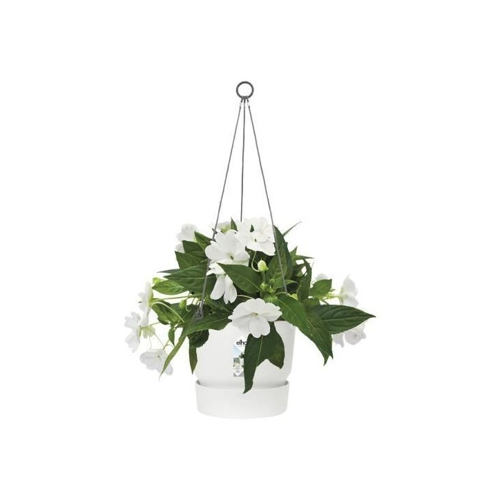 ELHO Pot de fleurs a suspendre Greenville - Ø 23,9 x H 20,3 cm - Extérieur - Blanc