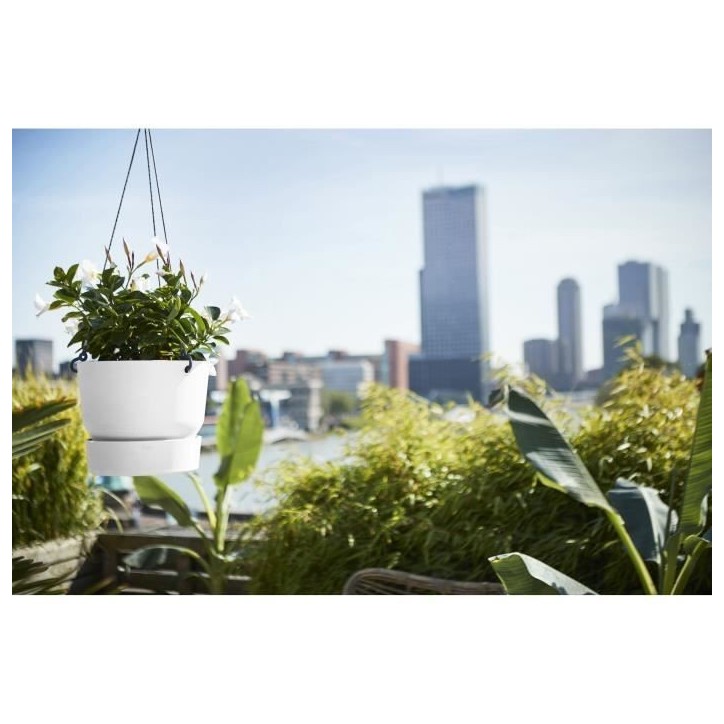 ELHO Pot de fleurs a suspendre Greenville - Ø 23,9 x H 20,3 cm - Extérieur - Blanc