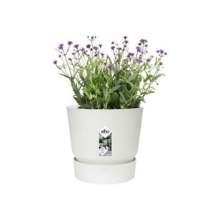 ELHO Pot de fleurs rond Greenville 40 - Extérieur - Ø 39 x H 36,8 cm - Blanc ELHO Pot de fleurs rond Greenville 40 - Extérieur - Ø 39 x H 36,8 cm - Blanc