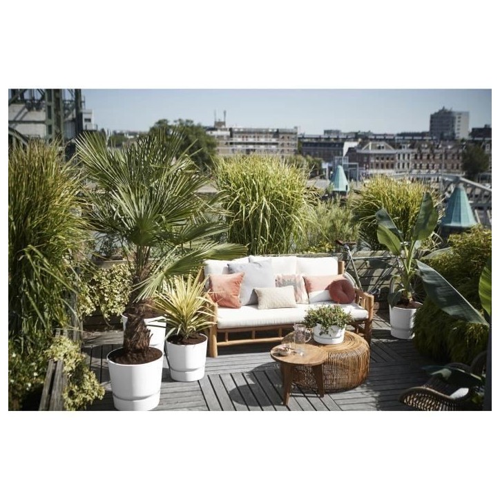 ELHO Pot de fleurs rond Greenville 40 - Extérieur - Ø 39 x H 36,8 cm - Blanc ELHO Pot de fleurs rond Greenville 40 - Extérieur - Ø 39 x H 36,8 cm - Blanc