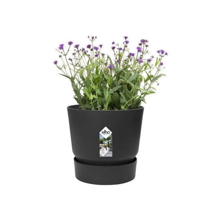 ELHO Pot de fleurs rond Greenville 40 - Extérieur - Ø 39 x H 36,8 cm - Vivre noir ELHO Pot de fleurs rond Greenville 40 - Extérieur - Ø 39 x H 36,8 cm - Vivre noir