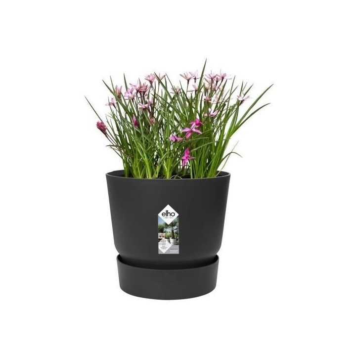 ELHO Pot de fleurs rond Greenville 40 - Extérieur - Ø 39 x H 36,8 cm - Vivre noir ELHO Pot de fleurs rond Greenville 40 - Extérieur - Ø 39 x H 36,8 cm - Vivre noir