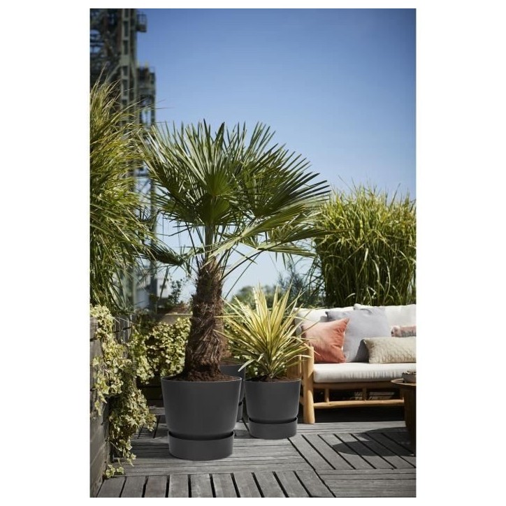 ELHO Pot de fleurs rond Greenville - Ø 47 x H 44 cm - Extérieur - 100% recyclé - Noir ELHO Pot de fleurs rond Greenville - Ø 47 x H 44 cm - Extérieur - 100% recyclé - Noir