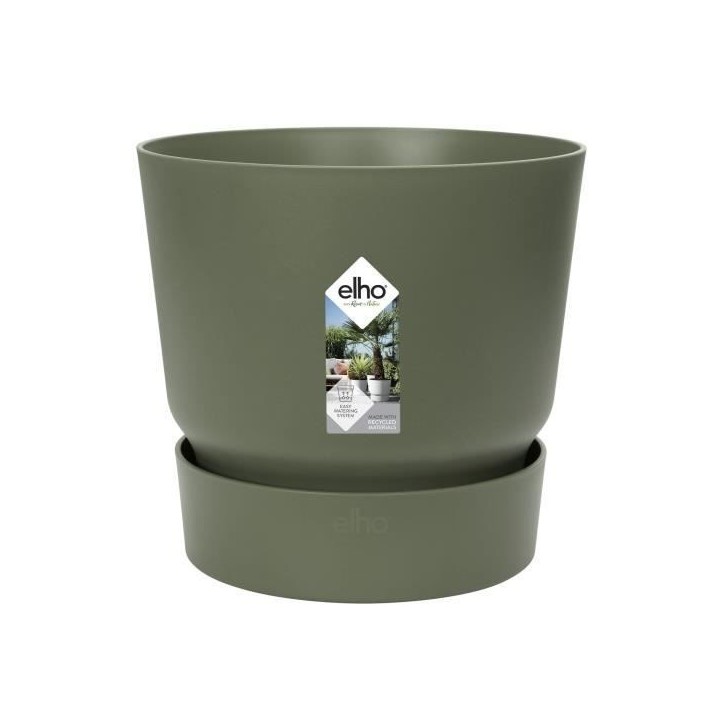 ELHO Pot de fleurs rond Greenville 25 - Extérieur - Ø 24,48 x H 23,31 cm - Vert feuille ELHO Pot de fleurs rond Greenville 25 - Extérieur - Ø 24,48 x H 23,31 cm - Vert feuille