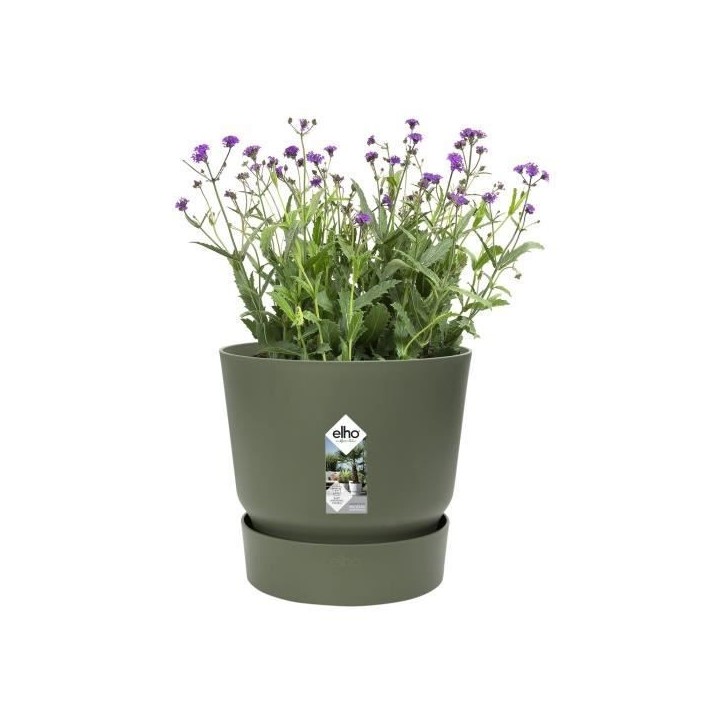 ELHO Pot de fleurs rond Greenville 25 - Extérieur - Ø 24,48 x H 23,31 cm - Vert feuille ELHO Pot de fleurs rond Greenville 25 - Extérieur - Ø 24,48 x H 23,31 cm - Vert feuille