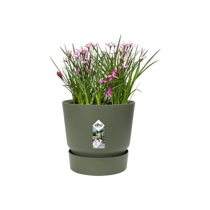 ELHO Pot de fleurs rond Greenville 25 - Extérieur - Ø 24,48 x H 23,31 cm - Vert feuille ELHO Pot de fleurs rond Greenville 25 - Extérieur - Ø 24,48 x H 23,31 cm - Vert feuille