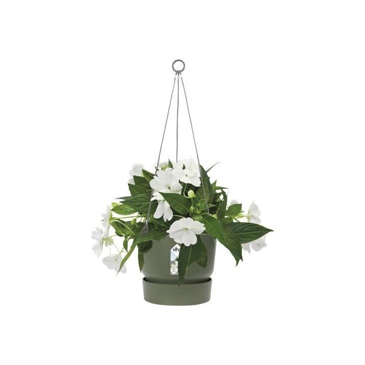 ELHO Pot de fleurs a suspendre Greenville - Ø 23,9 x H 20,3 cm - Extérieur - Vert feuille ELHO Pot de fleurs a suspendre Greenville - Ø 23,9 x H 20,3 cm - Extérieur - Vert feuille