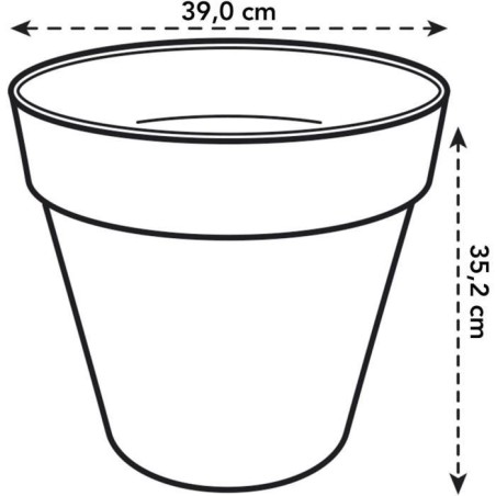 ELHO Pot de fleurs Rond LOFT URBAN - Plastique - Percé - Réservoir - Avec roulettes - Ø38,5 x H35,3 cm - Ocre