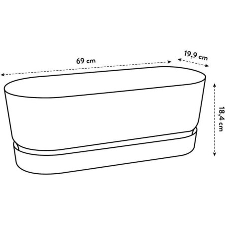 ELHO Jardiniere ovale GREENVILLE - Ø49 x 19,8 x 18,4 cm - Plastique recyclé - Résistant au gel - Noir