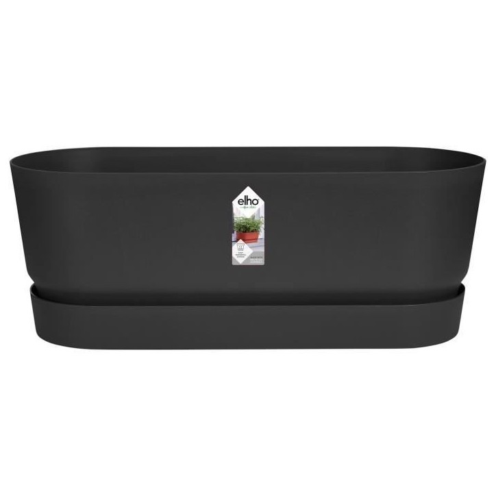 ELHO Jardiniere ovale GREENVILLE - Ø49 x 19,8 x 18,4 cm - Plastique recyclé - Résistant au gel - Noir ELHO Jardiniere ovale GREENVILLE - Ø49 x 19,8 x 18,4 cm - Plastique recyclé - Résistant au gel - Noir