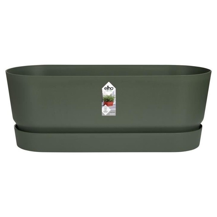 ELHO Jardiniere ovale GREENVILLE - Ø49 x 19,8 x 18,4 cm - Plastique recyclé - Résistant au gel - Leaf Green