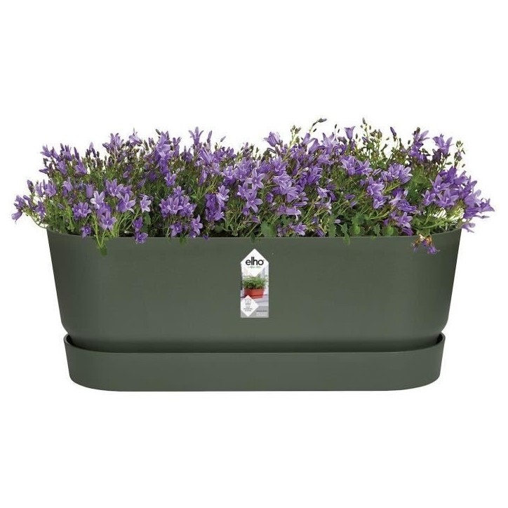 ELHO Jardiniere ovale GREENVILLE - Ø49 x 19,8 x 18,4 cm - Plastique recyclé - Résistant au gel - Leaf Green