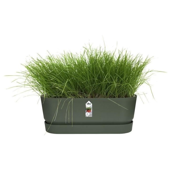 ELHO Jardiniere ovale GREENVILLE - Ø49 x 19,8 x 18,4 cm - Plastique recyclé - Résistant au gel - Leaf Green