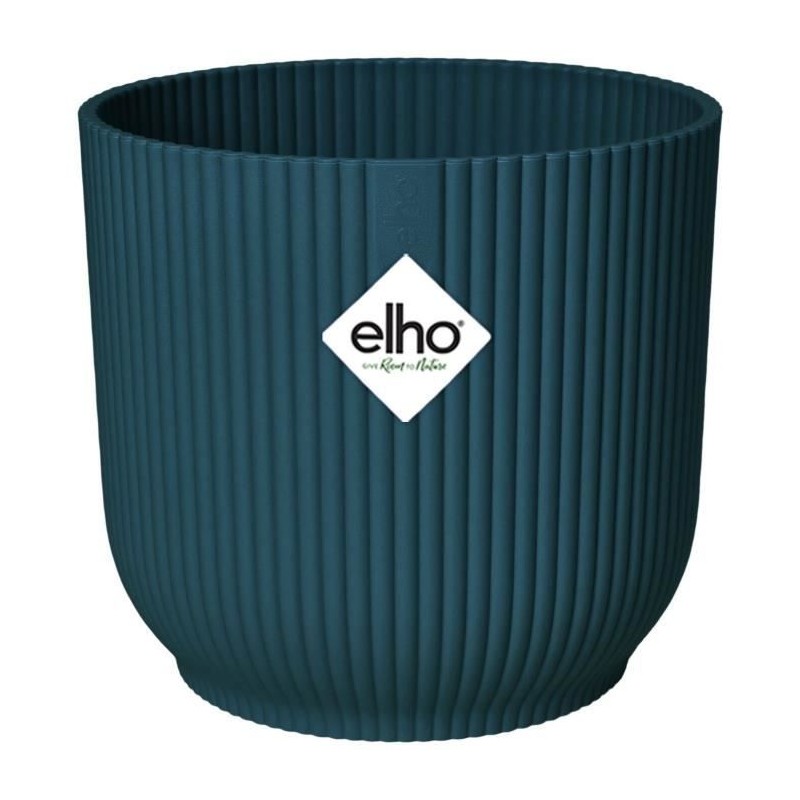 ELHO Pot de fleurs Rond VIBES - Ø22 x H20,16 cm - Plastique - Bleu Fo ELHO Pot de fleurs Rond VIBES - Ø22 x H20,16 cm - Plastique - Bleu Fo