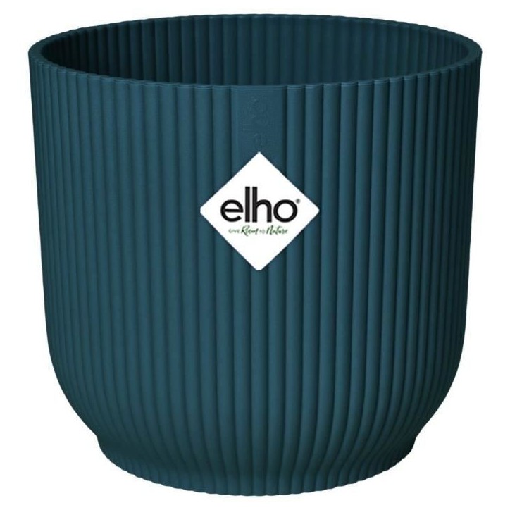 ELHO Pot de fleurs Rond VIBES - Ø22 x H20,16 cm - Plastique - Bleu Foncé ELHO Pot de fleurs Rond VIBES - Ø22 x H20,16 cm - Plastique - Bleu Foncé