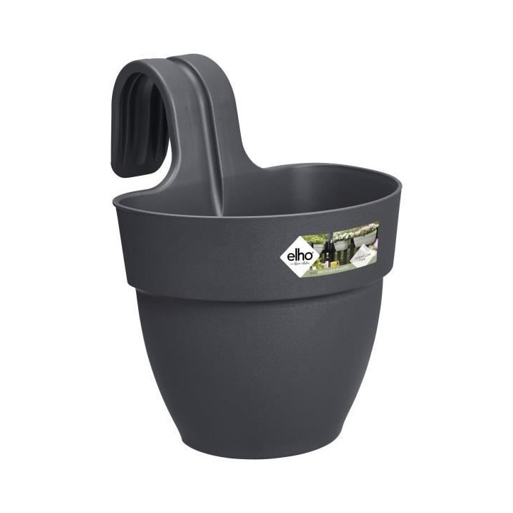 ELHO Pot de fleurs balcon Vibia Campana Easy Hanger Small - Anthracite - Balcon extérieur - L 24.1 x W 20.5 x H 26.5 cm ELHO Pot de fleurs balcon Vibia Campana Easy Hanger Small - Anthracite - Balcon extérieur - L 24.1 x W 20.5 x H 26.5 cm
