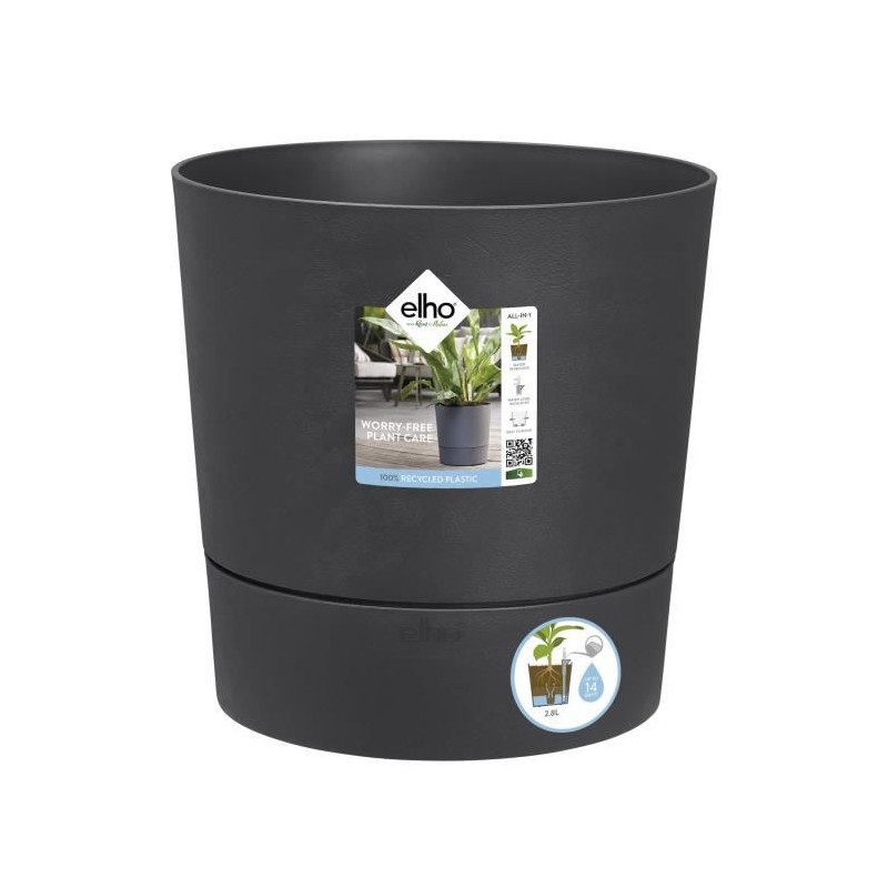 ELHO Pot de fleur Rond Greensense Aqua Care - Ø 29,,5 x H 29,1 cm - 1 ELHO Pot de fleur Rond Greensense Aqua Care - Ø 29,,5 x H 29,1 cm - 1