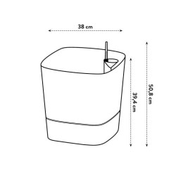 ELHO Pot de fleurs Greensense Aqua Care Carré 38 - Ciment Clair - Int