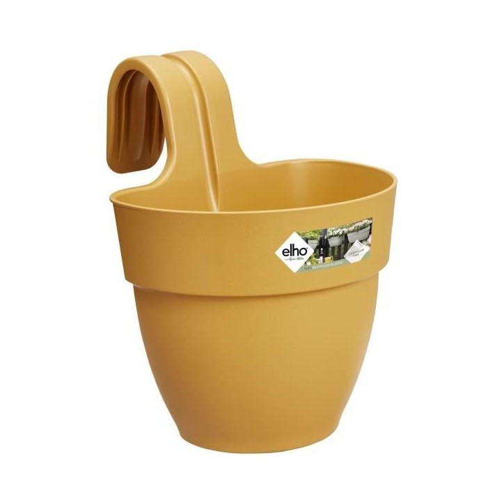ELHO Pot de fleurs balcon Vibia Campana Easy Hanger Small - 24,1 x 20,5 x H26,5 cm - Jaune - Rond - 2,8 L ELHO Pot de fleurs balcon Vibia Campana Easy Hanger Small - 24,1 x 20,5 x H26,5 cm - Jaune - Rond - 2,8 L