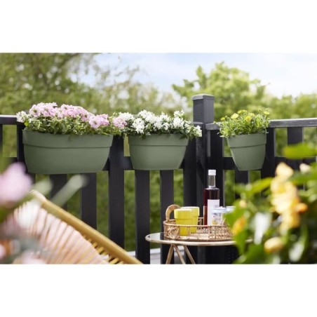 ELHO Pot de fleurs balcon Vibia Campana Easy Hanger Small - 24,1 x 20,5 x H26,5 cm - Vert Pistache - Balcon extérieur