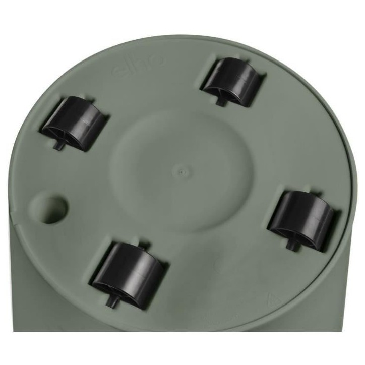 ELHO Pot de fleurs Rond LOFT URBAN - Plastique - Percé - Réservoir - Avec roulettes - Ø38,5 x H35,3 cm - Vert