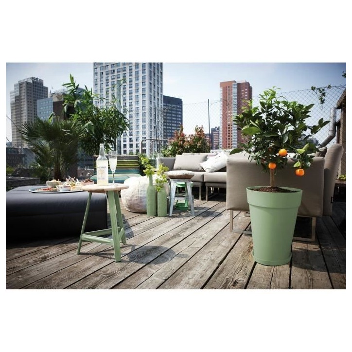 ELHO Pot de fleurs Loft Urban rond Haut - Ø 34 x H 45 cm - Extérieur - 100% recyclé - Vert ELHO Pot de fleurs Loft Urban rond Haut - Ø 34 x H 45 cm - Extérieur - 100% recyclé - Vert
