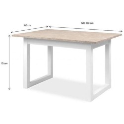Table a manger extensible Houston - 160-200 x 75 x 90 cm - Plateau eff