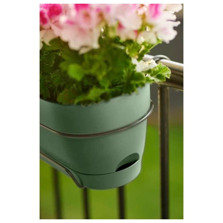 Elho Balconniere Vibia Campana Allin1 50 - L 50 x W 26 x H 17 cm - Balcon - 100% recyclé - Vert