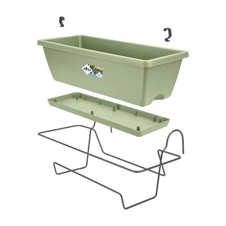 ELHO Balconniere Barcelona Allin1 - L 50 x B 28 x H 19 cm - Balcon, extérieur - 100% recyclé - Vert ELHO Balconniere Barcelona Allin1 - L 50 x B 28 x H 19 cm - Balcon, extérieur - 100% recyclé - Vert