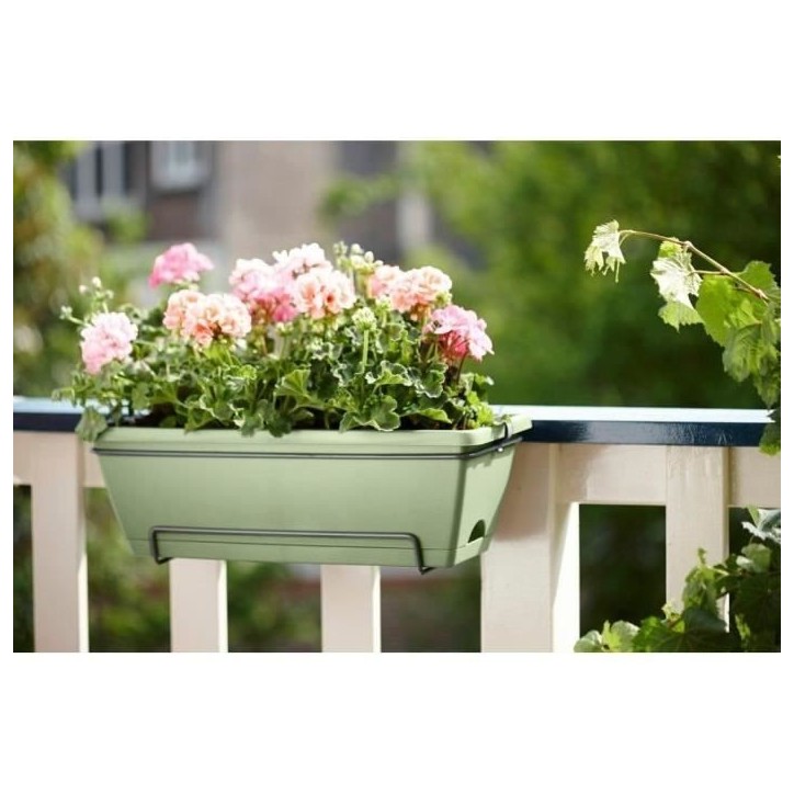 ELHO Balconniere Barcelona Allin1 - L 50 x B 28 x H 19 cm - Balcon, extérieur - 100% recyclé - Vert ELHO Balconniere Barcelona Allin1 - L 50 x B 28 x H 19 cm - Balcon, extérieur - 100% recyclé - Vert