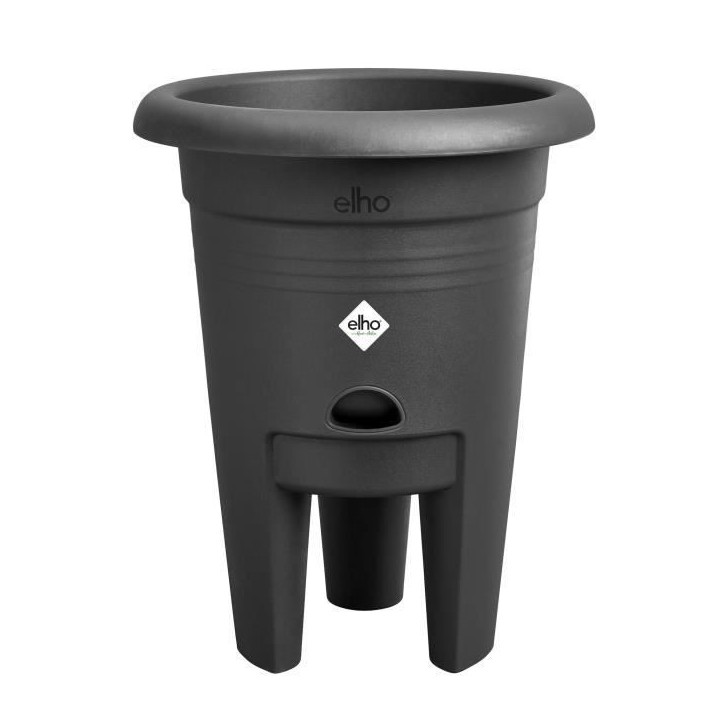 ELHO Pot de culture a fraises Green Basics - Ø 33 x H 42 cm - Culture et récolte,extérieur - 100% recyclé - Noir