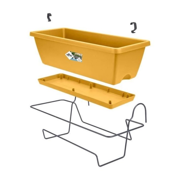 ELHO Balconniere Barcelona Allin1 - L 50 x B 28 x H 19 cm - Balcon, extérieur - 100% recyclé - Jaune ELHO Balconniere Barcelona Allin1 - L 50 x B 28 x H 19 cm - Balcon, extérieur - 100% recyclé - Jaune